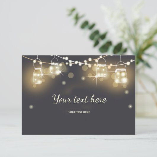 カード素朴なメーソンジャーのチョークのひもライトを挿入して下さい エンクロージャーカード (スタンド正面)