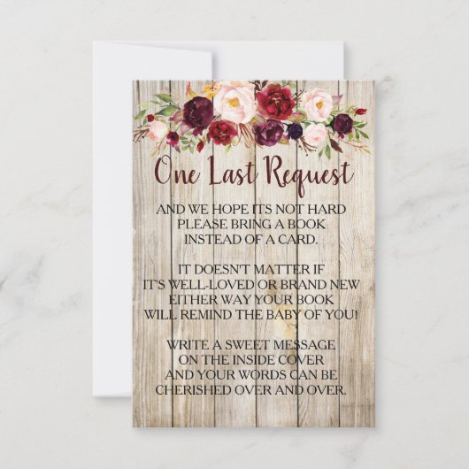 カード素朴の赤ちゃんシャワーの代わりに本を持って来る 招待状 (正面)