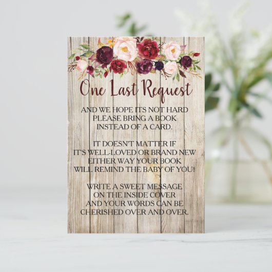 カード素朴の赤ちゃんシャワーの代わりに本を持って来る 招待状 (スタンド正面)