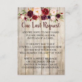 カード素朴の赤ちゃんシャワーの代わりに本を持って来る 招待状