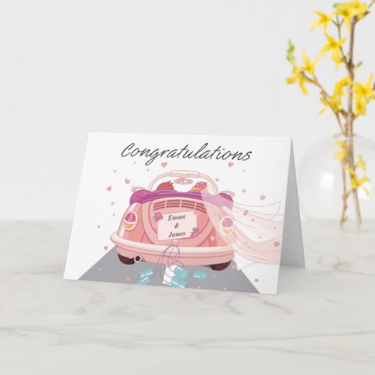 カード結婚おめパーソナライズされたとう カード (黄色い花)