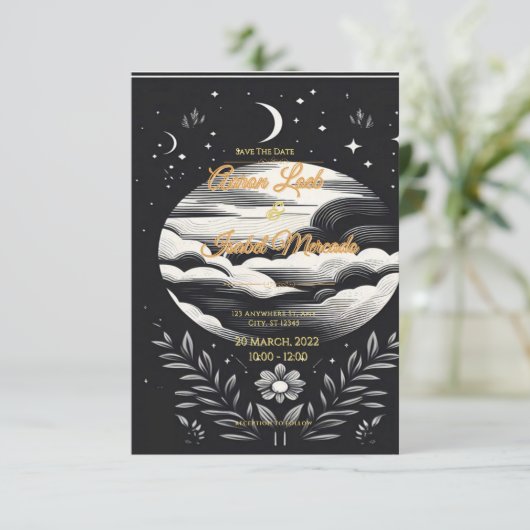 カード結婚の黒と白の月星 招待状 (スタンド正面)