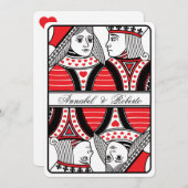カード結婚式を遊ぶハートの王そして女王 招待状 (正面/裏面)