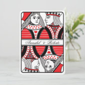 カード結婚式を遊ぶハートの王そして女王 招待状 (スタンド正面)