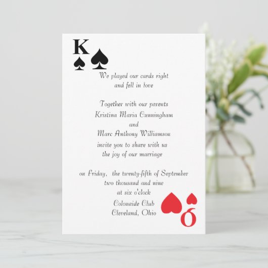 カード結婚式招待状を遊んでいる王及び女王(4) 招待状 (スタンド正面)