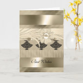 カード誕生日ライトフローラ金ゴールドアールデコ カード (黄色い花)