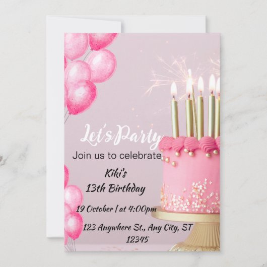 カード誕生日招待状 招待状 (正面)