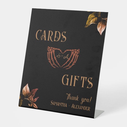 カード贈り物ゴシックハートWhimsigoth Copper 結婚's 台座サイン (正面)