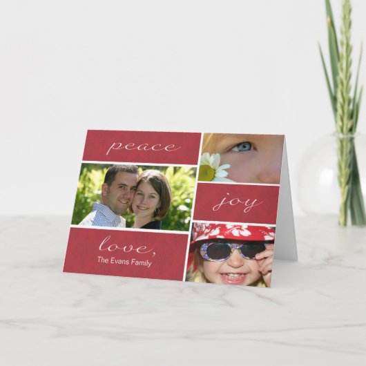 カード赤い平和および喜びによって折られる休日 シーズンカード (正面)