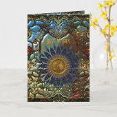 カード金ゴールドメタル最高のアールヌーボーウィズ誕生日3 カード (黄色い花)