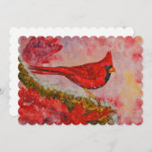カード - カーディナル - 水彩画 (正面/裏面)