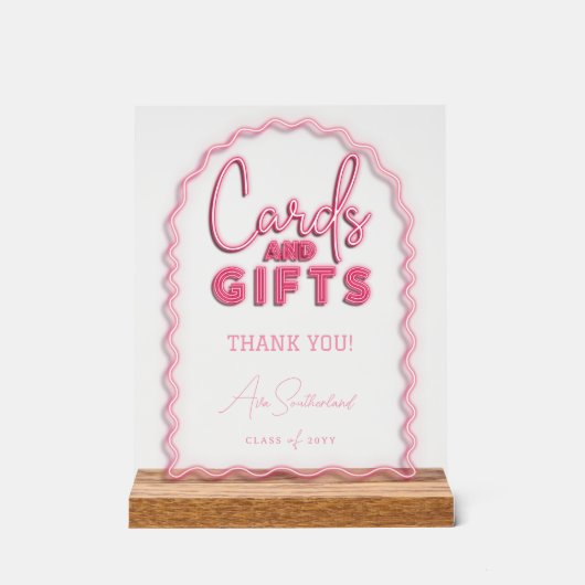 カード&ギフトウェーブピンクネオン卒業パーティー アクリルサイン (正面)