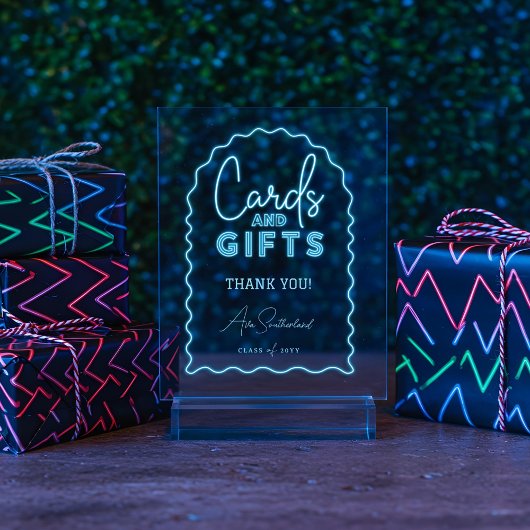 カード&ギフトウェーブブルーネオン卒業パーティー アクリルサイン
