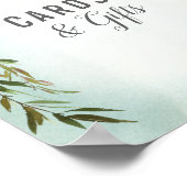 カード&ギフトグリーンホワイトローズベビー散水シャワー ポスター (角)