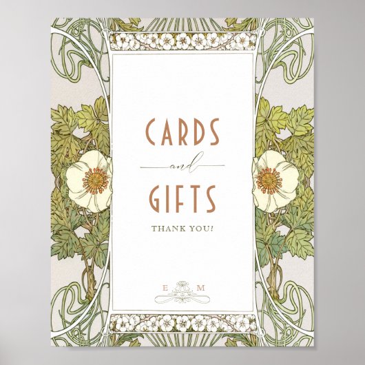 カード&ギフトサイングリーンヴィンテージアールヌーボーミュシャ ポスター (正面)