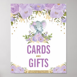 カード&ギフトジャングルエレファントパープル金ゴールドゾウ ポスター
