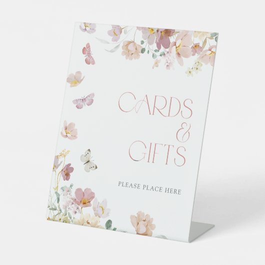 カード&ギフトピンク蝶ブライダルシャワー 台座サイン (正面)