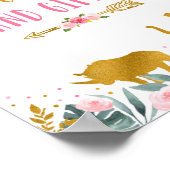 カード&ギフトピンク金ゴールドサファリ誕生日サイン ポスター (角)