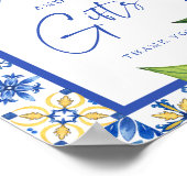 カード&ギフトブルータイルレモンブライダルシャワー標識 ポスター (角)