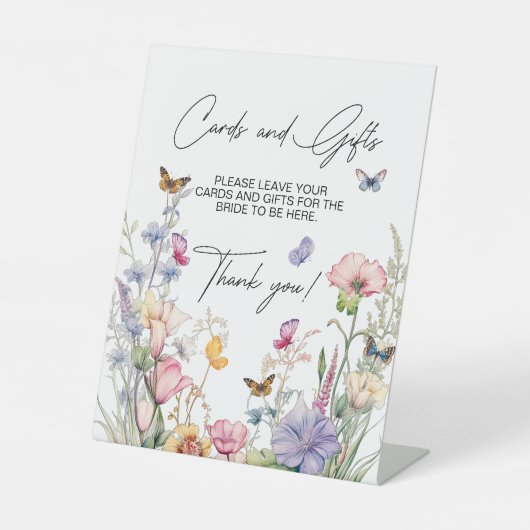 カード&ギフトワイルドフラワー蝶ブライダルシャワー 台座サイン (正面)