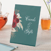 カード＆ギフト ティール バーガンディ フラワープレート 台座サイン (インサイチュ)