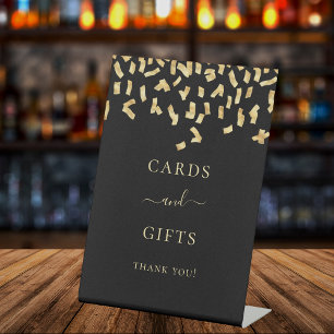 カード ギフト ブラック ゴールド コンフェッティ 台座サイン