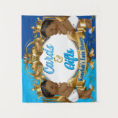 カード＆ギフト ブルー | ゴールド ロイヤル ツイン ベイビー シャワー タペストリー (正面)