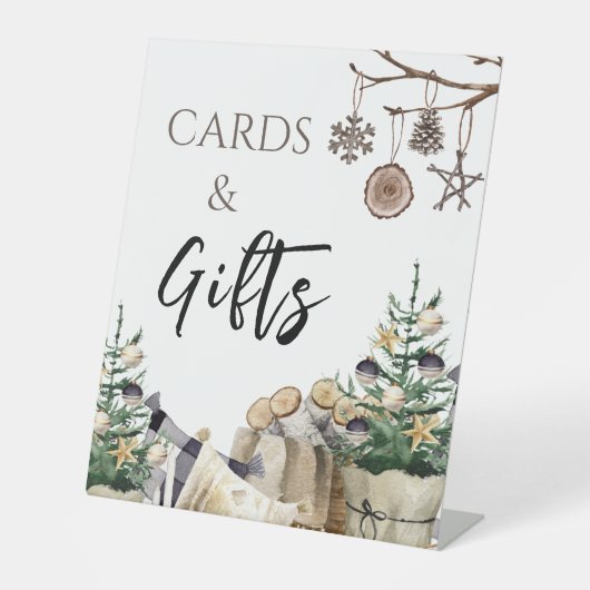 カード＆ギフト | ボヘミアンワインター ブライダルシャワーテーブル 台座サイン (正面)