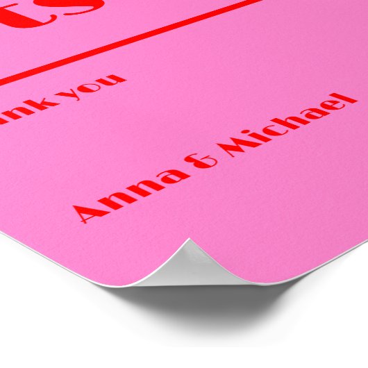 カード ギフト 太字 タイポグラフィー ピンク 赤 結婚式 サイン (角)