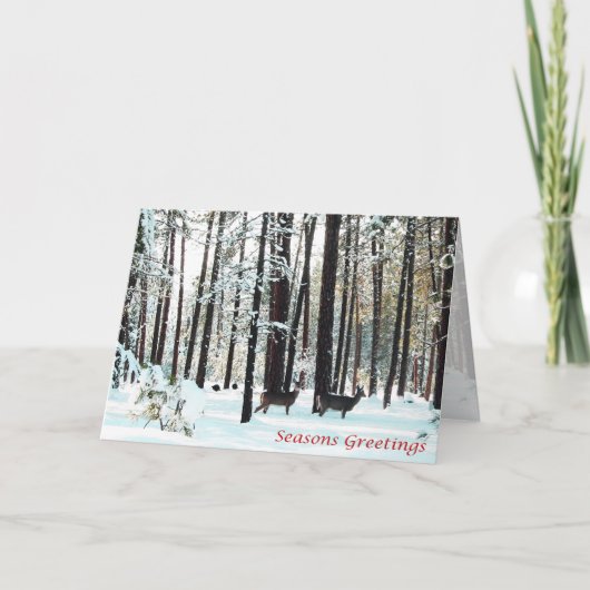 カード、クリスマス、新年、祝日 – 鹿 シーズンカード (正面)