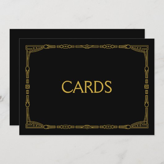 「カード」ゴールドアートデコスタイルのウェディングサイン 招待状 (正面/裏面)