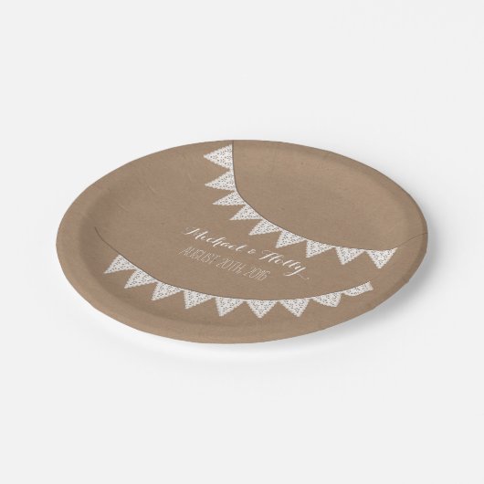 カード・ストック刺激を受けたなアイレット旗布の結婚式 ペーパープレート (アングル)