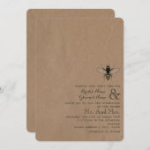 カード・ストック刺激を受けたな蜂蜜の蜂の結婚式 招待状 (正面/裏面)