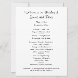 カード/ダウンシンプルロード可能な片面結婚式 プログラム