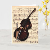 カード – ダブルベースとハンドシー書トミュージック (黄色い花)