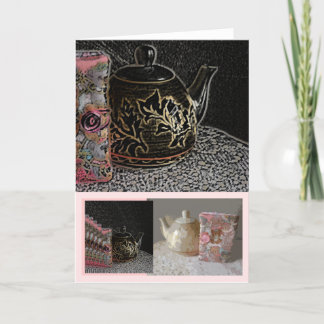 カード-テディー・ベアの本および茶 カード