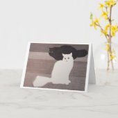 カード:ネコとフォークラス カード (黄色い花)