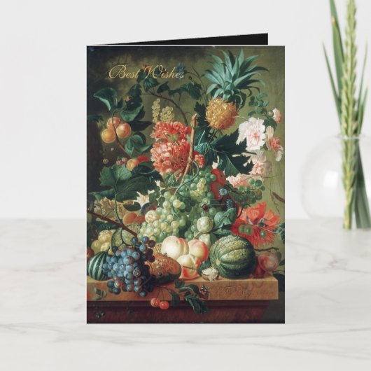 カード ビンテージアート 静物画 花と果物 (正面)
