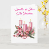 カード – 「ピンクエレガントクリスマスカードコレクション」 (黄色い花)