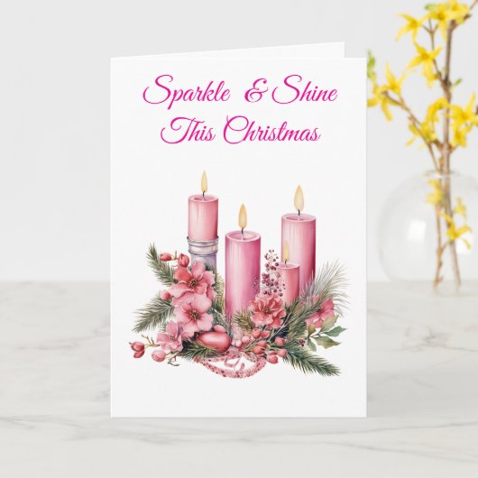 カード – 「ピンクエレガントクリスマスカードコレクション」 (黄色い花)