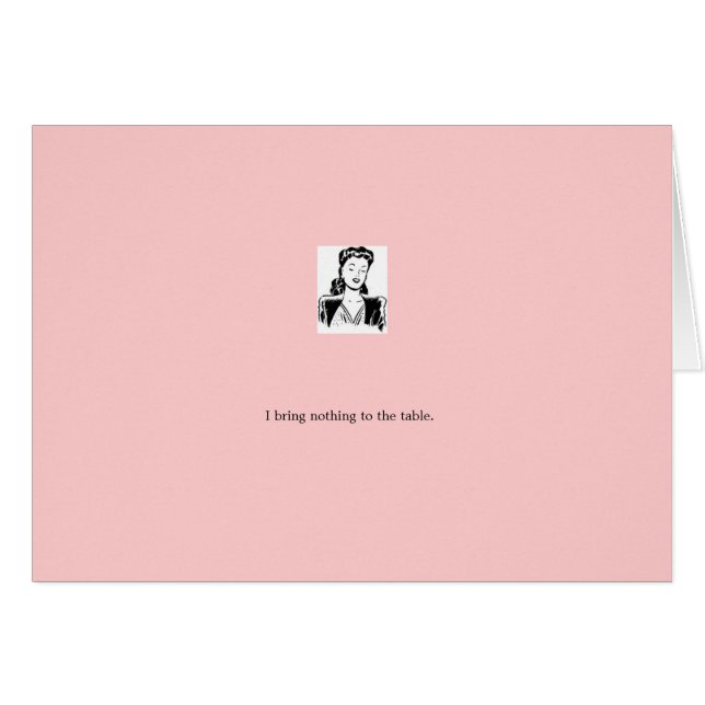 カード: ピンク"私はテーブルに持って来ません何も" (正面横)