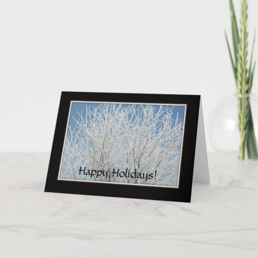 カード-休日: 曇らされた木の美しい写真 シーズンカード (正面)