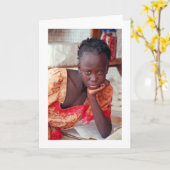 カード、家庭で沈痛な子供、バンジュル、ガンビア カード (黄色い花)