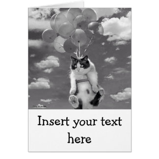 カード: 気球とのおもしろいな猫の飛行