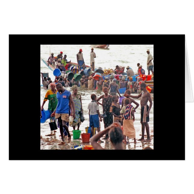 カード、"漁師からの群集購買魚" (正面横)