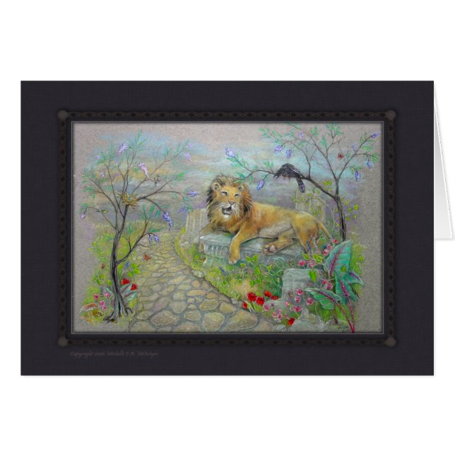 カード-物語の本のライオン (正面横)