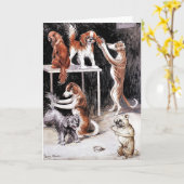 カード：犬グルーミング犬 カード (黄色い花)