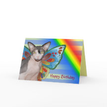カード|誕生日の虹猫の妖精