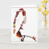 カード、-赤い珊瑚および黒いガラス挨拶します カード (黄色い花)