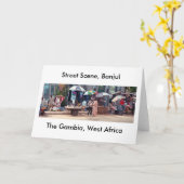 カード、"通り場面、バンジュル、ガンビア、西アフリカ" カード (黄色い花)